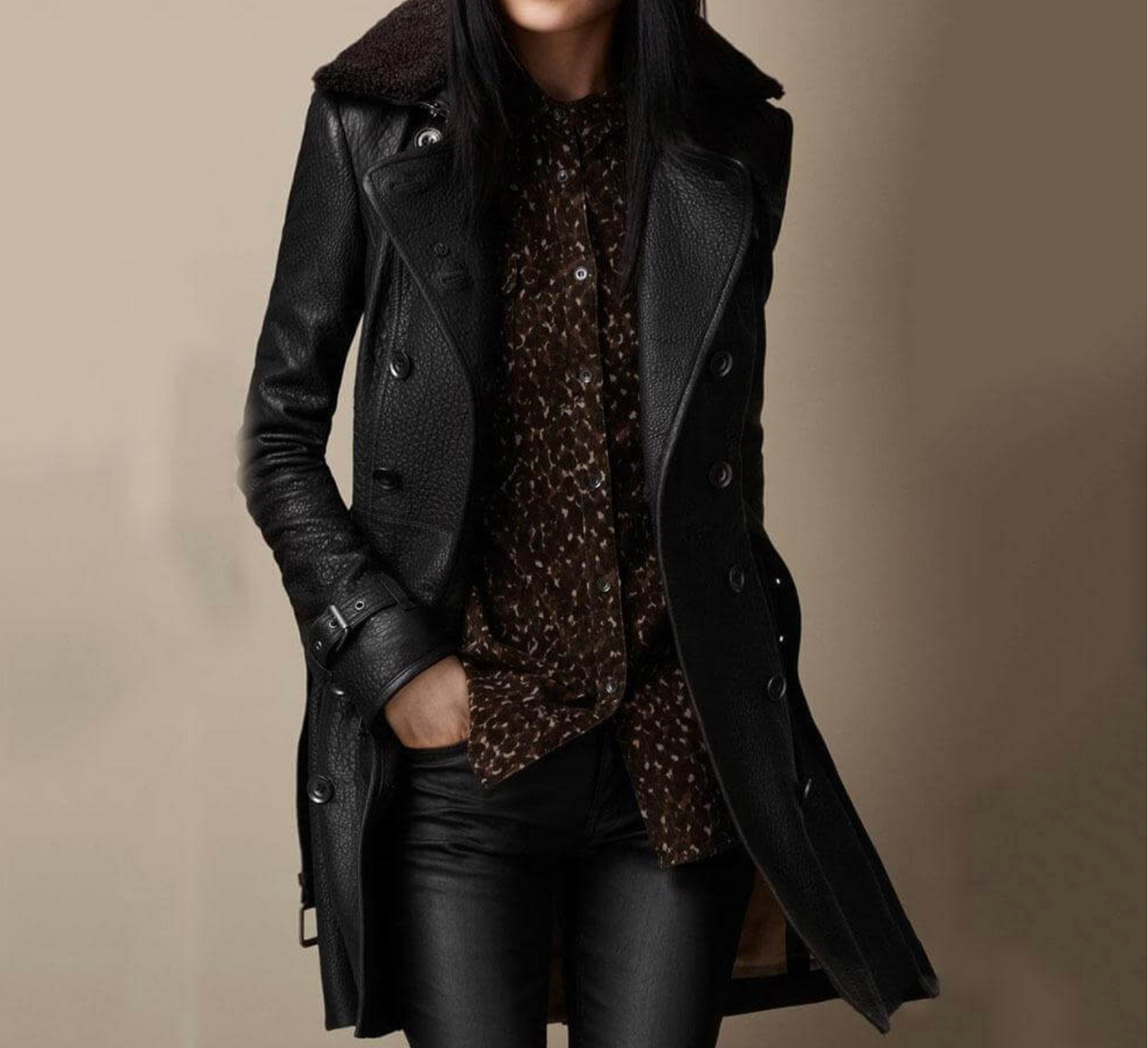 Evelyn|Elegant Leather coat