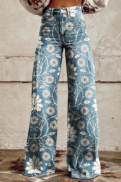 Alessia™ | Floral Vintage Jeans