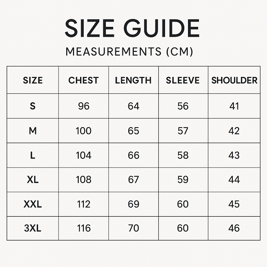 Size chart for Elegant cashmere sweater