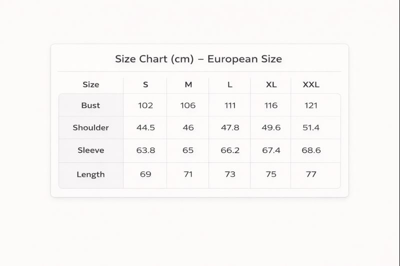 Size chart for Michael | Heritage Quarter-Zip