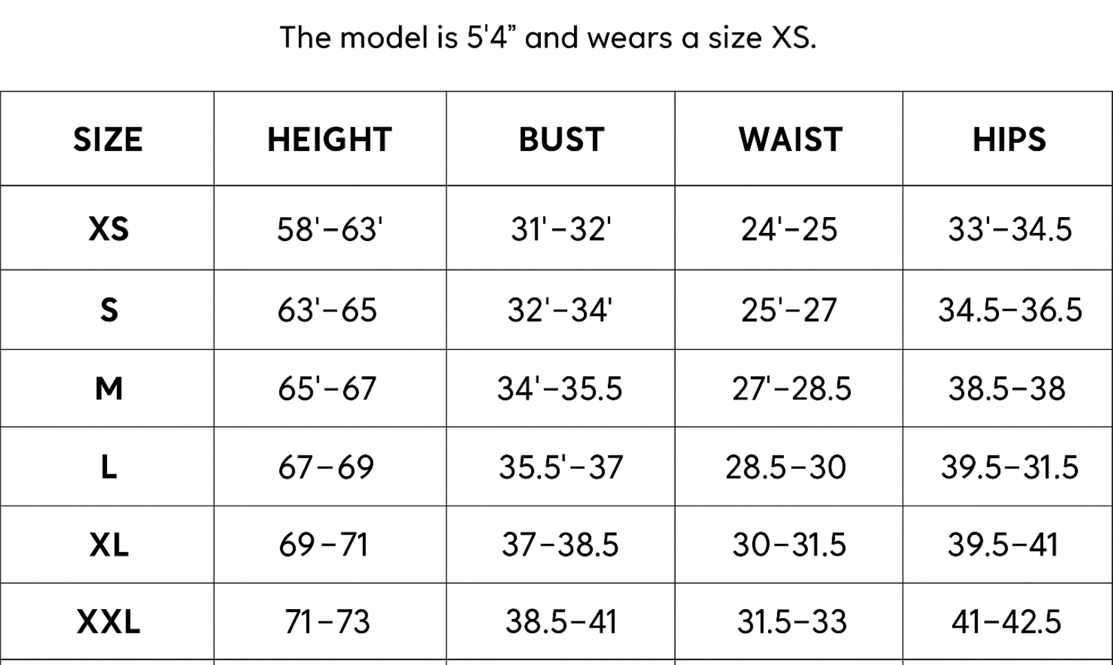 Size chart for Sam | Luxury polo