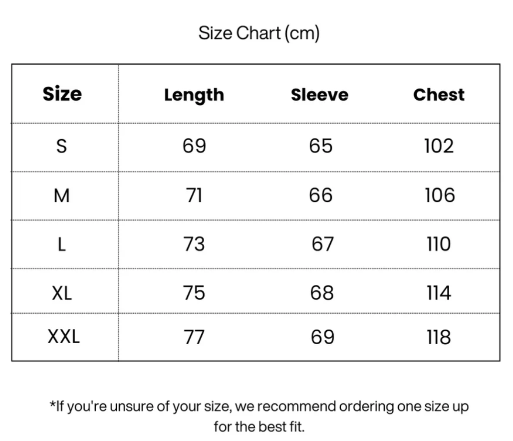 Size chart for Antonio™ Everyday Half-Zip Pullover