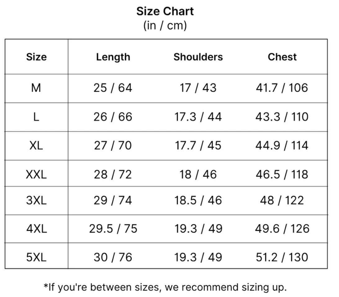 Size chart for Timberline™ | Lightweight Utility Vest