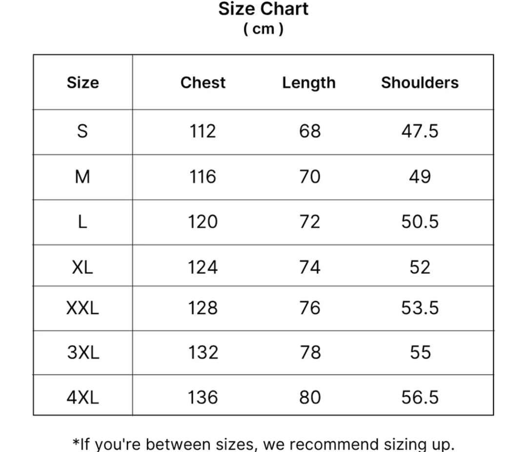 Size chart for Levan™ | Elegant Summer Jacket