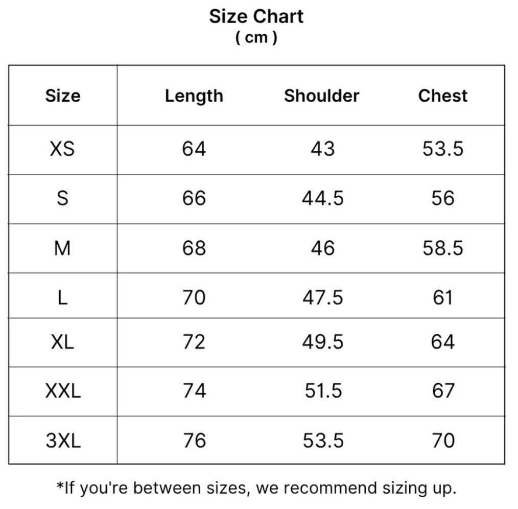 Size chart for Porter™ | Stylish Summer Vest