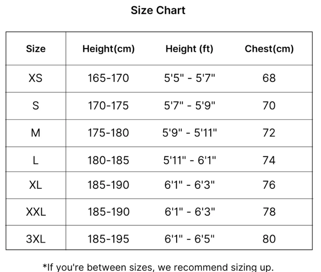 Size chart for Laurent™ | Luxury Polo